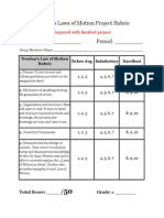 Newton's Law of Motion Project Rubric