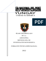 Sílabo Deasarrollado Metodología Investigación Monografia I Ciclo Ets PNP Yungay 2012-Ii