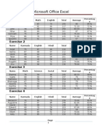 M S Excel Computer Lab Assignments With Solutions