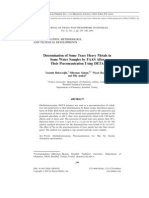 Determination of Some Trace Heavy Metals in Some Water Samples by FAAS After Their Preconcentration Using DETA