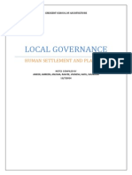 Local Governance: Human Settlement and Planning