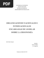 Organizaciones Nacionales e Internacionales Encargadas de Legislar Sobre La Ergonomía