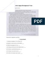 Ficha de Língua Portuguesa 8º Ano