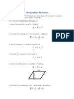 Mensuration Formulas