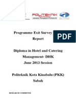 Programme Exit Survey (PES) JUNE 2013 Session (DHK)