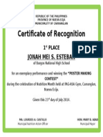 Certificate of Recognition-Nutrition Month