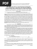 The Application of Clay - Based Equation in Estimating Saturated Hydraulic Conductivity (K S) of Soils in Different Landuses of Biase Rural Watershed, Cross River State-Nigeria