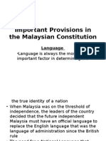 Important Provisions in The Malaysian Constitution