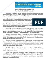 Mar15.2015 Bsolon Seeks Upgrade of Gov't Doctors' Pay To Salary Grade 25 or P58,730 A Month