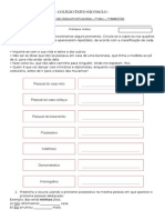 Avaliação 1 Bimestre 7 Ano Portugues 2015