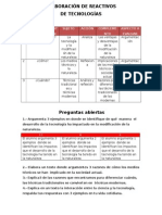 Ejemplos para Elaboracion de Reactivos de Tecnologias