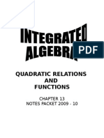 CH 13 Quadratic Relations and Functions Student Notes 09