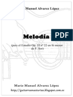 M. M. Alvarez López. Melodia para El Estudio Op. 35 #22 en Si Menor de F. Sor