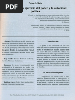 La Naturaleza y Ejercicio Del Poder y La Autoridad Politica