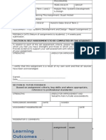 Learning Outcomes: Section A: Self Assessment (To Be Completed by The Student)