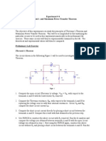 Experiment # 4 Thevenin's and Maximum Power Transfer Theorem