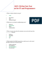 Elance VB - Net (VB Dot Net) Test Answers Just For IT and Programmers