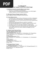 Crystallography II Some Common Crystal Classes (Point Groups)