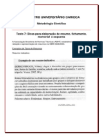 TEXTO 7 - Dicas para Elaboração de Resumo, Fichamento, Memorial e Esquema