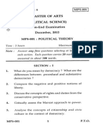 MPS-001 4 Master of Arts (Political Science) C.) Term-End Examination December, 2012 Mps-001: Political Theory