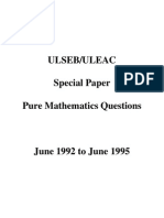 Ulseb/Uleac Special Paper Pure Mathematics Questions