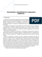 Informe Lab Orgánica 1: Miscibilidad y Solubilidad