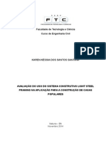 Avaliação Do Uso Do Sistema Construtivo Light Steel Frame para A Construção de Casas Populares