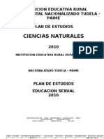 Plan de Estudios Educación Sexual 2010. I.E.D Tudela, Paime