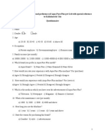 A Study On Consumer Brand Preference of Aqua Pure Plus PVT LTD With Special Reference To Kallakurichi City Questionnaire