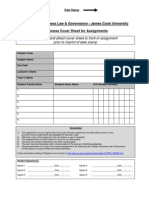 College of Business Law & Governance - James Cook University Business Cover Sheet For Assignments