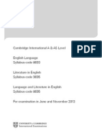 Cambridge A As Level English Literature Syllabus 2013