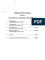 Computer Apps II Pacing Guide