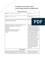 Department of Health, Exercise and Sport Sciences Sport Pedagogy Lesson Plan Template (Elementary and Middle School)