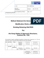 Method Statement For Demolition & Modification Works at Existing Retaining Wall RW5