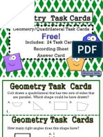 Geometry/Quadrilateral Task Cards Includes: 24 Task Cards Recording Sheet Answer Card