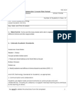 Immersion I Lesson Plan Format