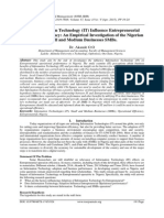 Does Information Technology (IT) Influence Entrepreneurial Operations Efficiency: An Empirical Investigation of The Nigerian Small and Medium Businesses SMBs.