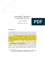 Descubrimiento y Desilusión en La Antropología Mexicana CLAUDIO LOMNITZ