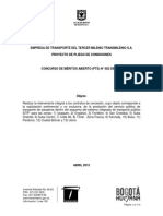 Proyecto de Pliego de Condiciones Concurso de Méritos Abierto