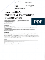 85 Expand and Factorise Quadratics B Grade Answers