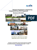 Post Graduate Research Programme in Engineering Integrated M.Tech-Ph.D Programme Brochure 2012-2013