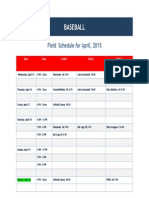 Baseball: Field Schedule For April, 2015