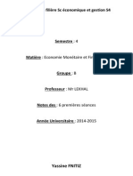 6 Premières Séances de L - Economie Monétaire Et Financières 2