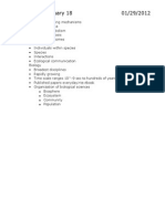 Wednesday, January 18 01/29/2012: o Biosphere o Ecosystem o Community o Population