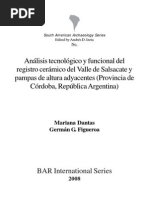 Análisis Tecnológico y Funcional Del Registro Cerámico Del Valle de Salsacate y Pampas de Altura Adyacentes (Provincia de Córdoba, República Argentina)