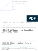 NSO, IMO & IEO 2013 - 2014 Class 1 First Level Sample Papers