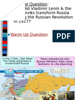 Essential Question: - How Did Vladimir Lenin & The Bolsheviks Transform Russia During The Russian Revolution in 1917?