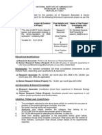 Applications Are Invited For The Position (S) of Research Associate & Senior Research Fellow (Project) For The Following Time-Bound Sponsored Project As Per The Details Given Below