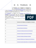 15 Secretarías de La Presidencia de Guatemala