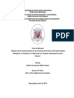 Analisis de Las Caracteristicas de La Practica Docentes en Escuelas Rurales Multigrado Un Estudio en El Municipio de Texiguat Departamento de El Paraiso